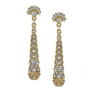 Downton Abbey Simulated Crystal Linear Gold Drop Earrings